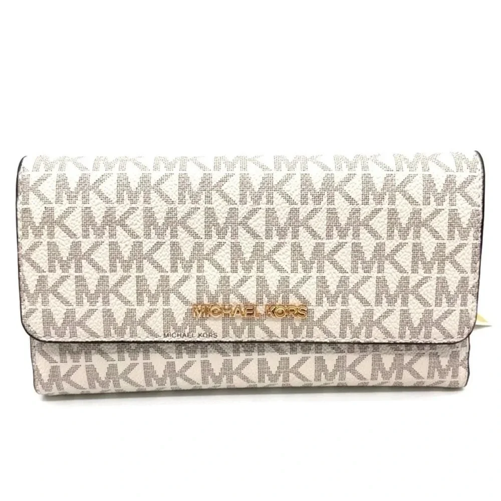 Michael Kors Large Trifold Wallet Vanilla/Brown